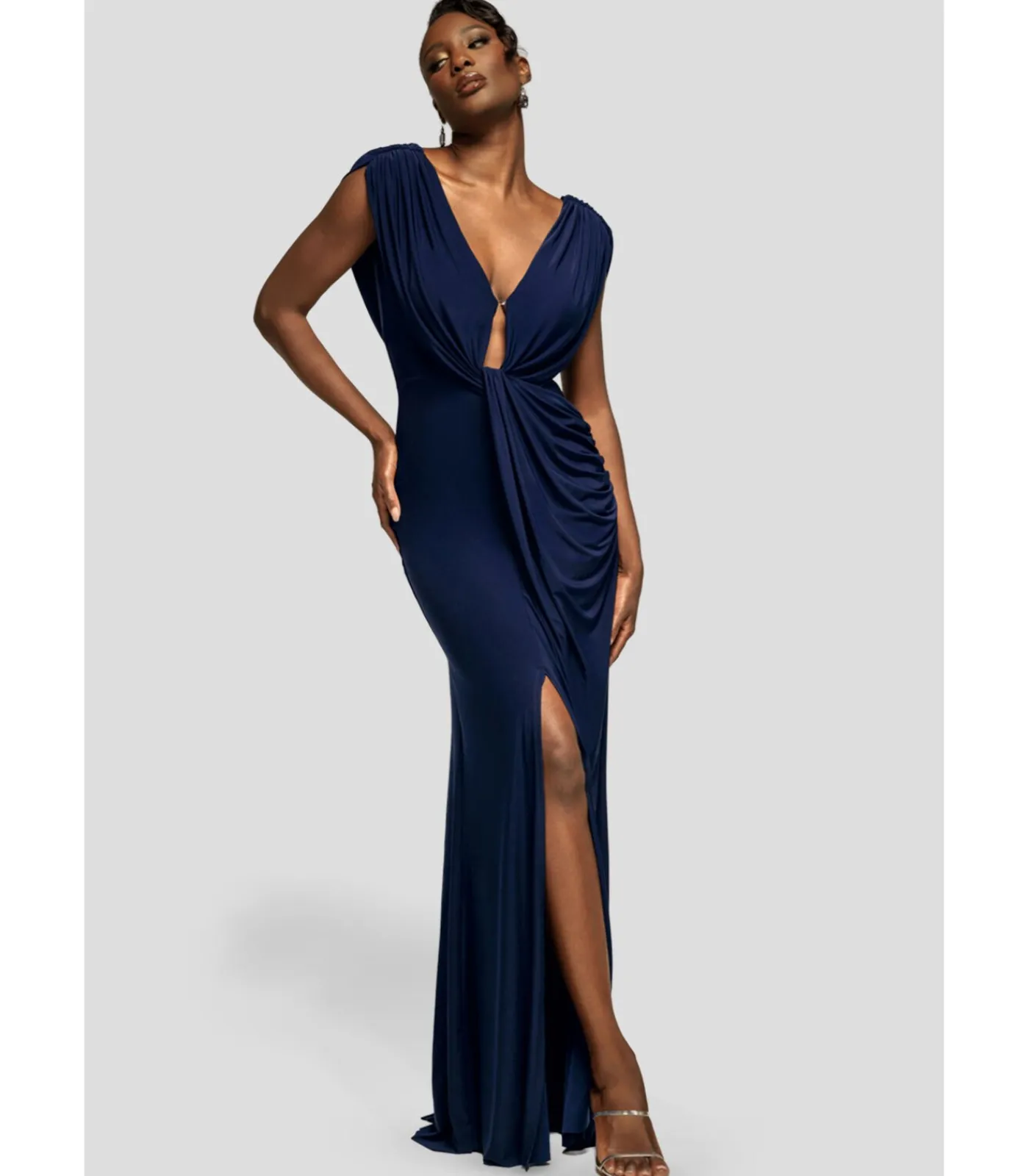 Goddiva Maxi-jurk “Cowl Plunge Draped Mermaid Maxi Dress” darkBlue Online