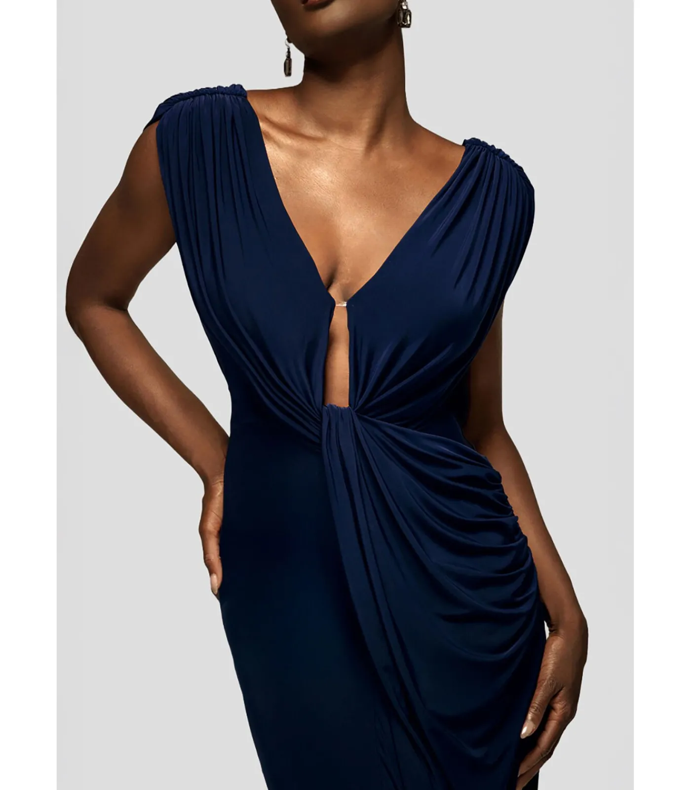 Goddiva Maxi-jurk “Cowl Plunge Draped Mermaid Maxi Dress” darkBlue Online