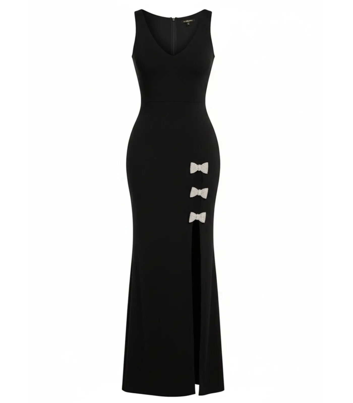 Goddiva Maxi-jurk “Diamante Brooch Thigh Split Mermaid Maxi Dress” black New