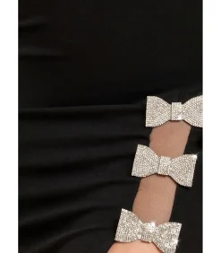 Goddiva Maxi-jurk “Diamante Brooch Thigh Split Mermaid Maxi Dress” black New