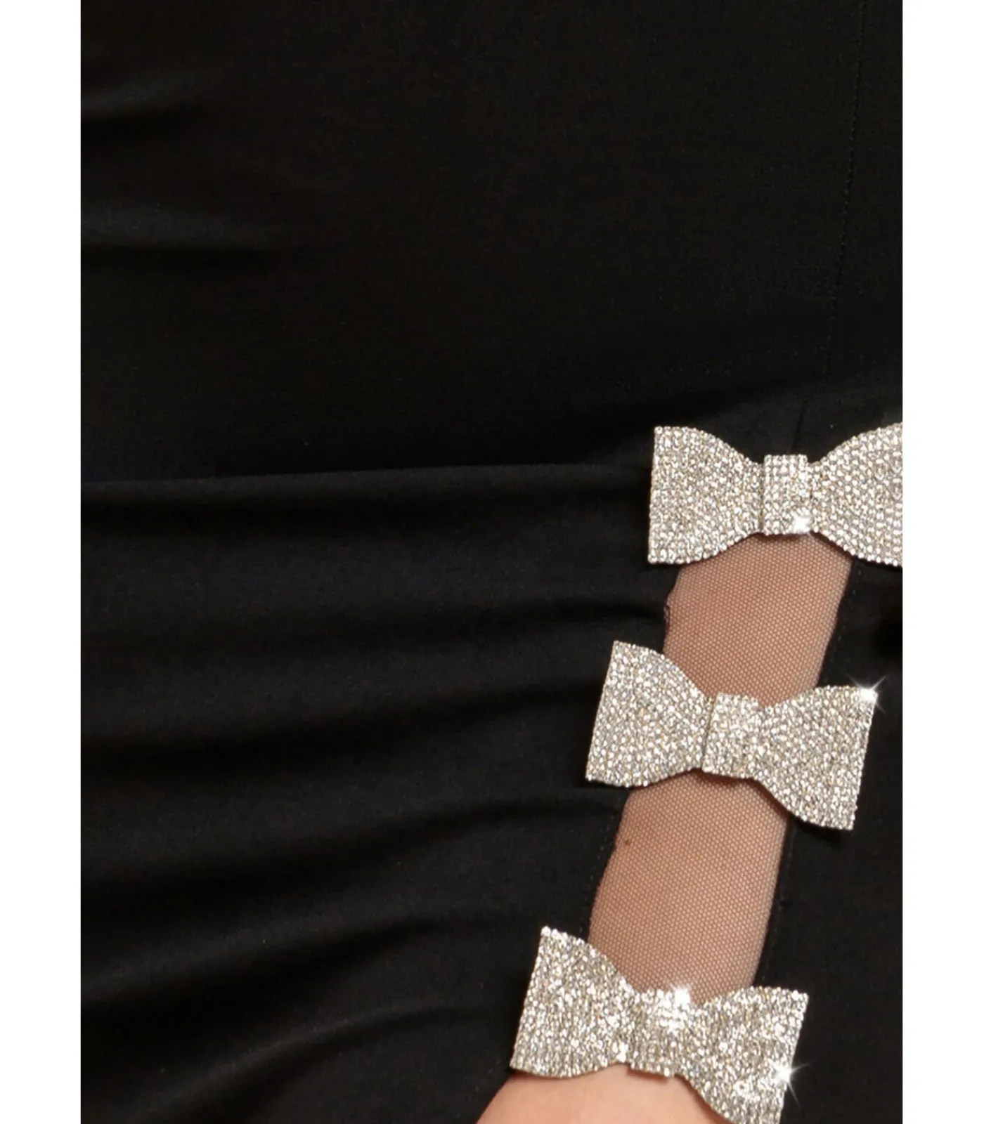Goddiva Maxi-jurk “Diamante Brooch Thigh Split Mermaid Maxi Dress” black New
