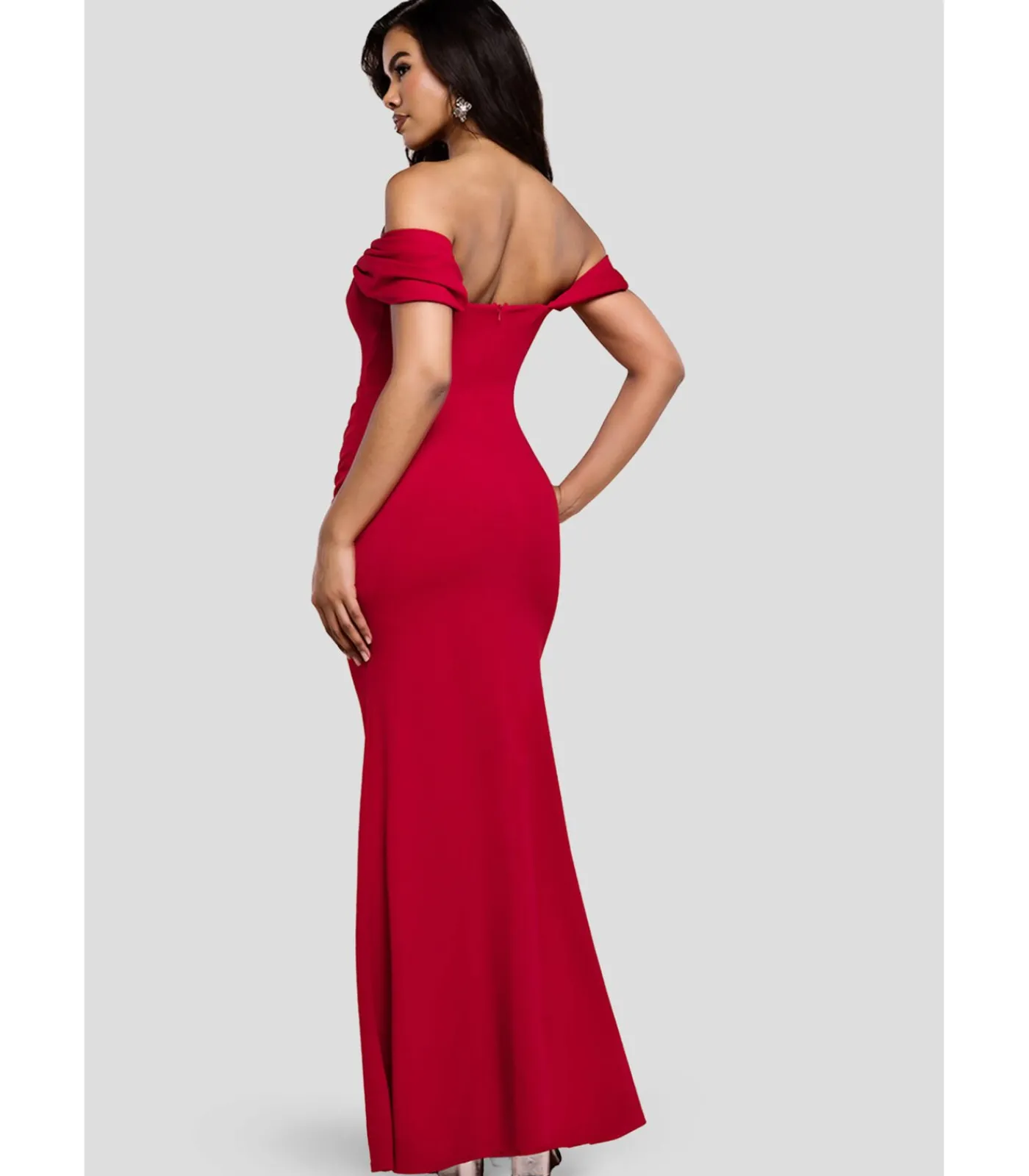 Goddiva Maxi-jurk “Diamante Heart Trim Evening Maxi Dress” red New