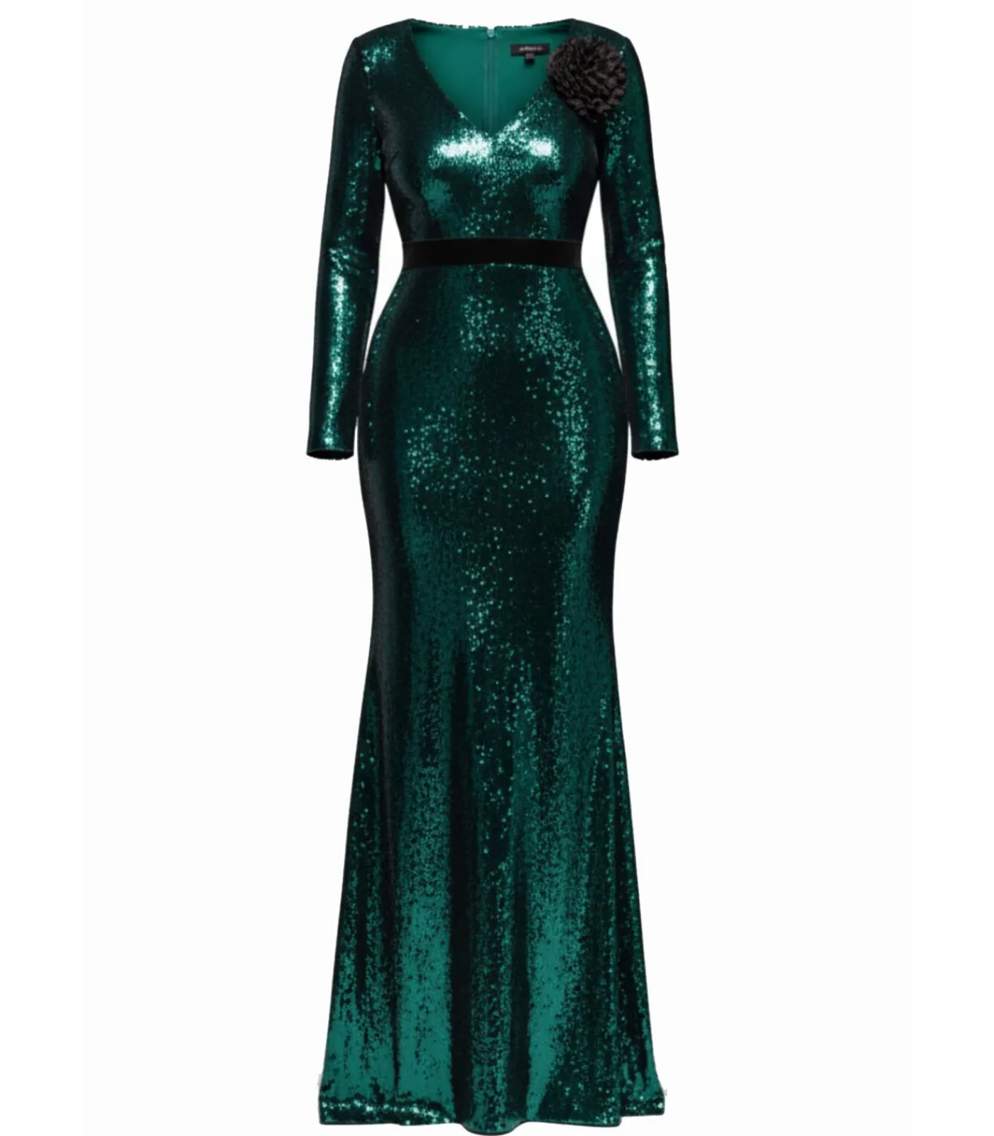 Goddiva Maxi-jurk “Liquid Sequin Corsage Maxi” oliveGreen Sale
