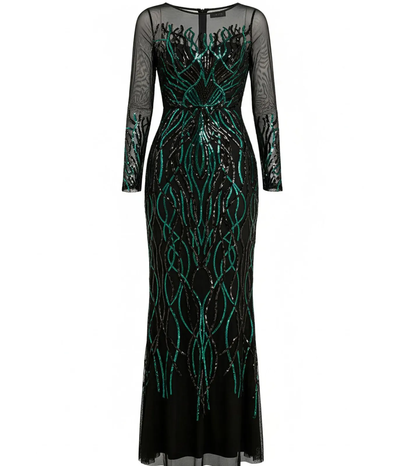 Goddiva Maxi-jurk “Long Sleeve Sequin Flame Maxi” oliveGreen Best