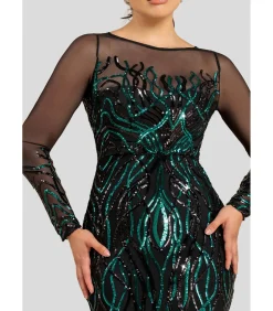 Goddiva Maxi-jurk “Long Sleeve Sequin Flame Maxi” oliveGreen Best
