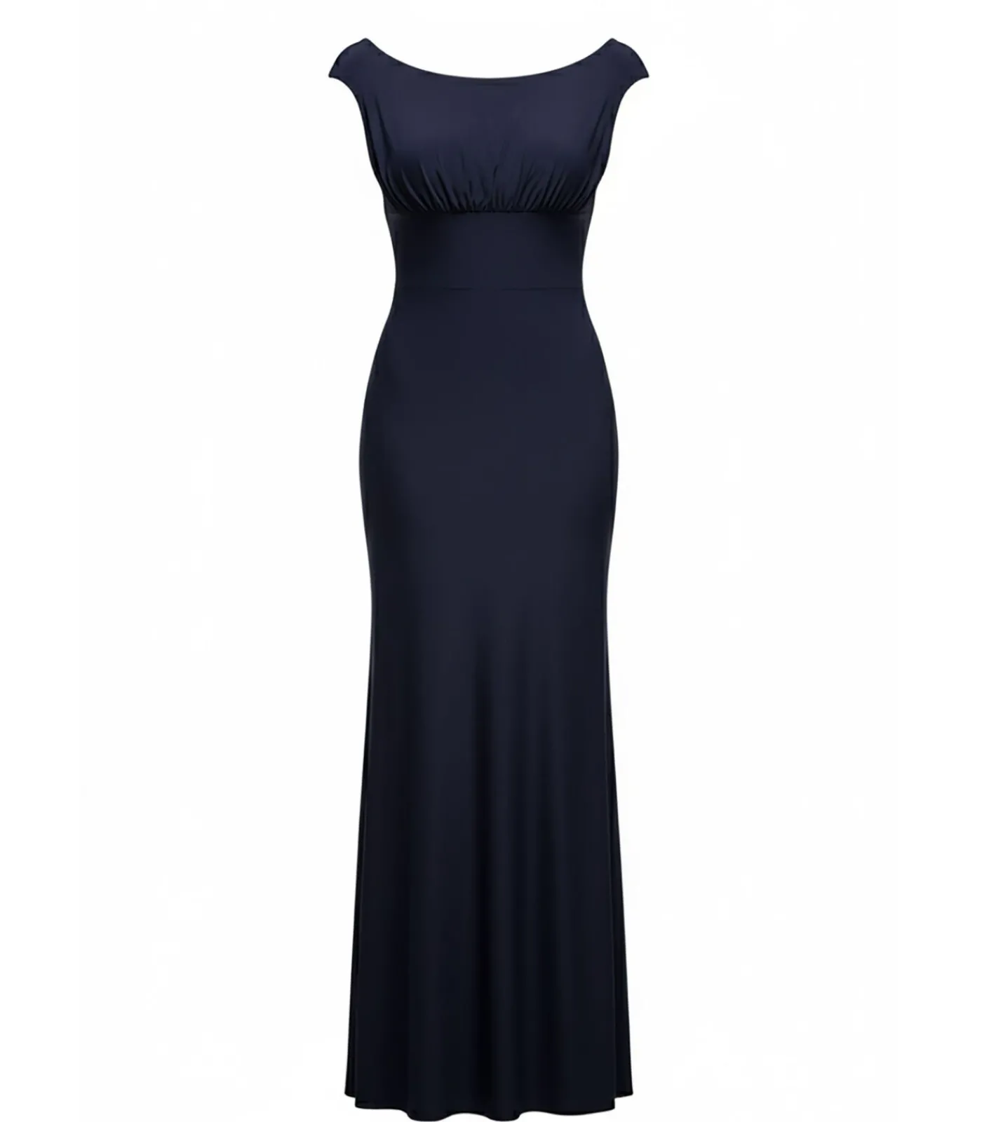Goddiva Maxi-jurk “Open Back Cowl Neck Gathered Maxi Dress With Velvet Tie Back” darkBlue Sale