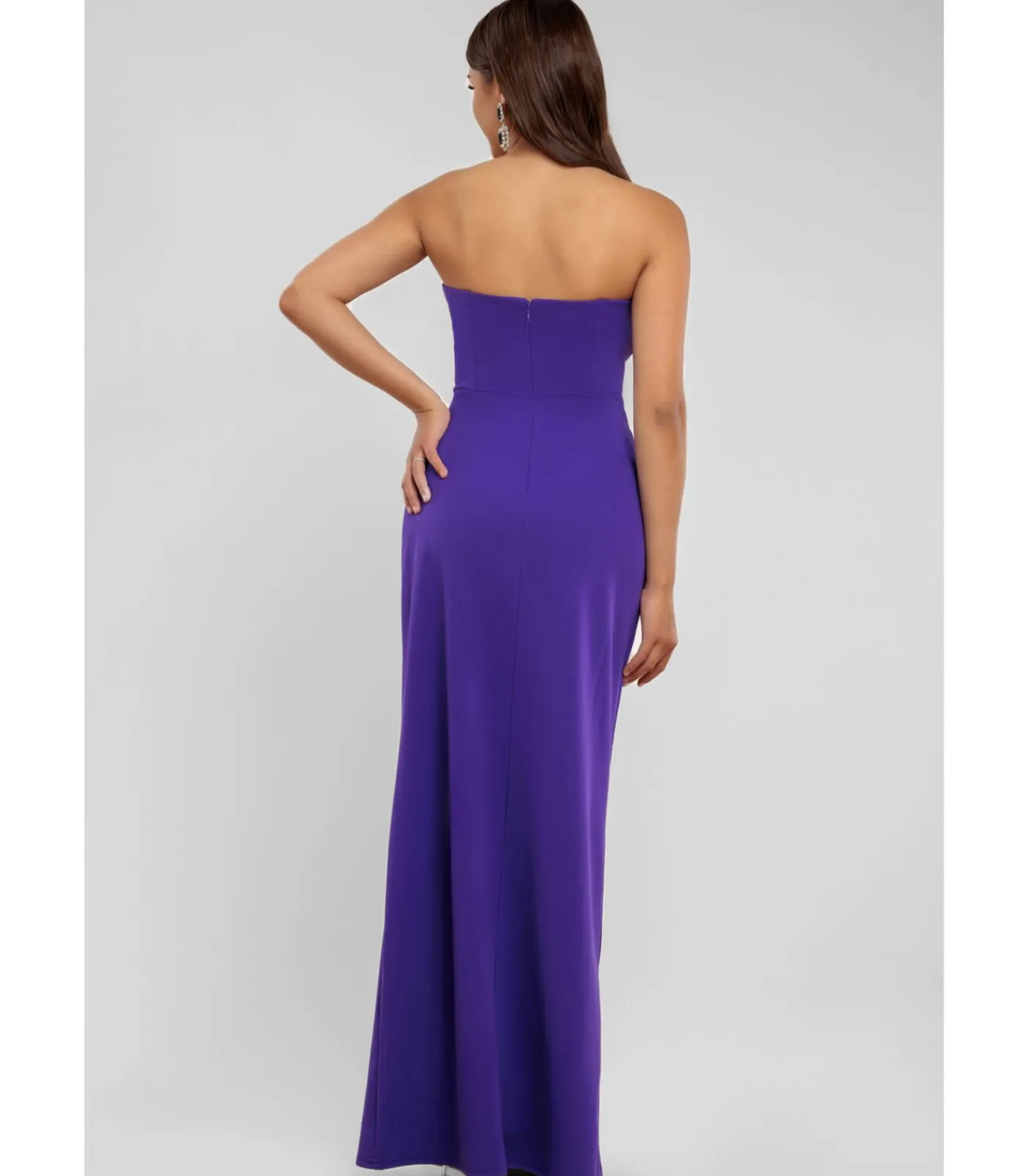 Goddiva Maxi-jurk “Satin & Scuba Maxi With Thigh Split” purple Outlet