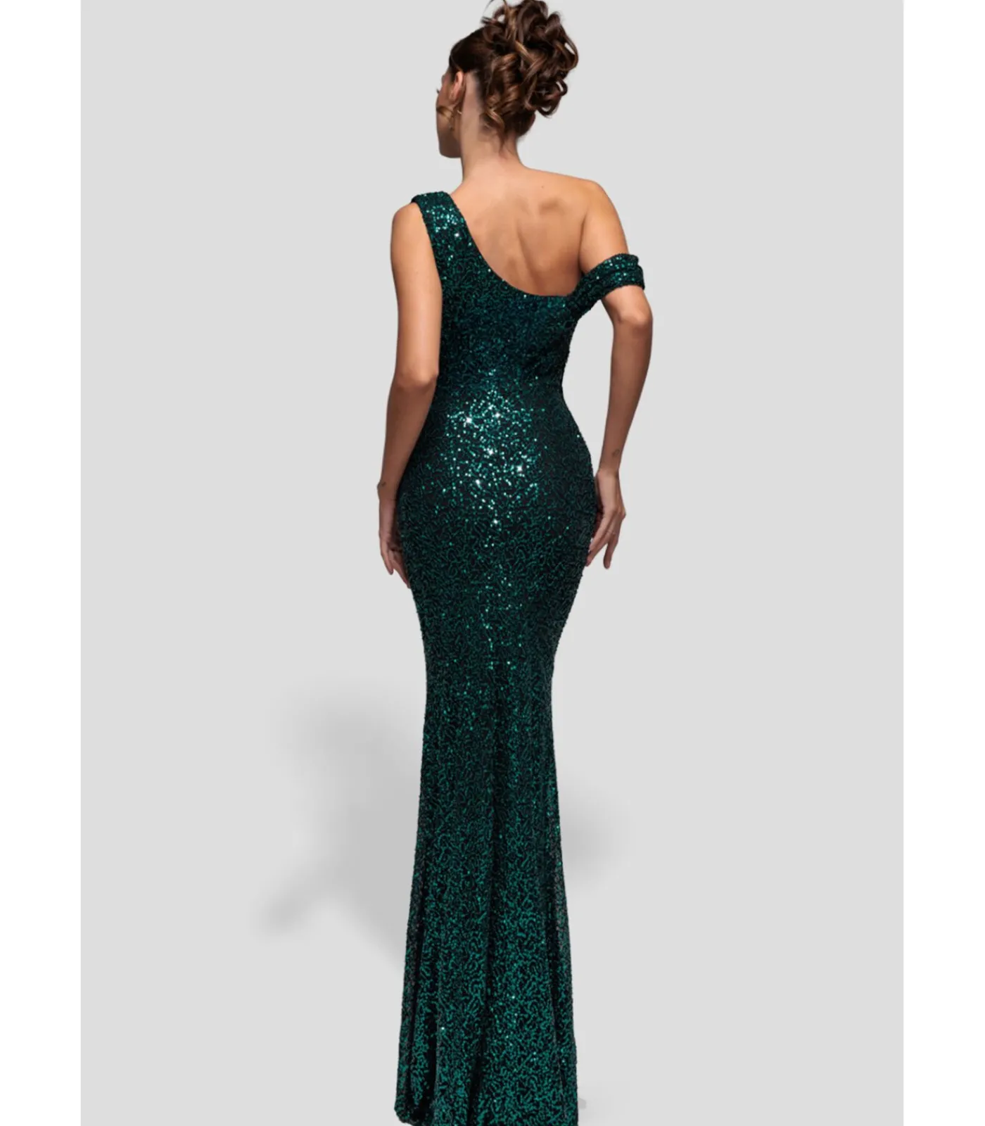 Goddiva Maxi-jurk “Sequin Cowl One Shoulder Maxi Dress” oliveGreen Hot