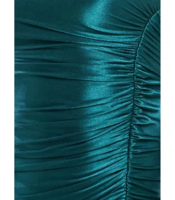 Goddiva Maxi-jurk “Slinky Satin One Shoulder Split Maxi Dress” oliveGreen Online