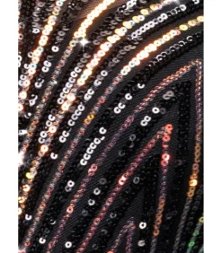 Goddiva Maxi-jurk “Two Toned V Neck Sequin Maxi” black Clearance