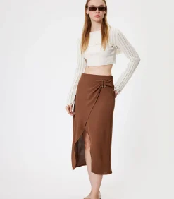 Koton Maxi-lengte Dubbele rij knopen Rok brown Online