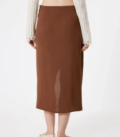 Koton Maxi-lengte Dubbele rij knopen Rok brown Online