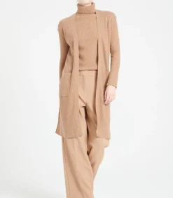 Studio Cashmere8 MIA 6 Lang mouwloos vest - 100% kasjmier camel Online