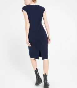 Studio Cashmere8 MIA 2 midi-jurk met V-hals - 100% kasjmier navyBlue Best