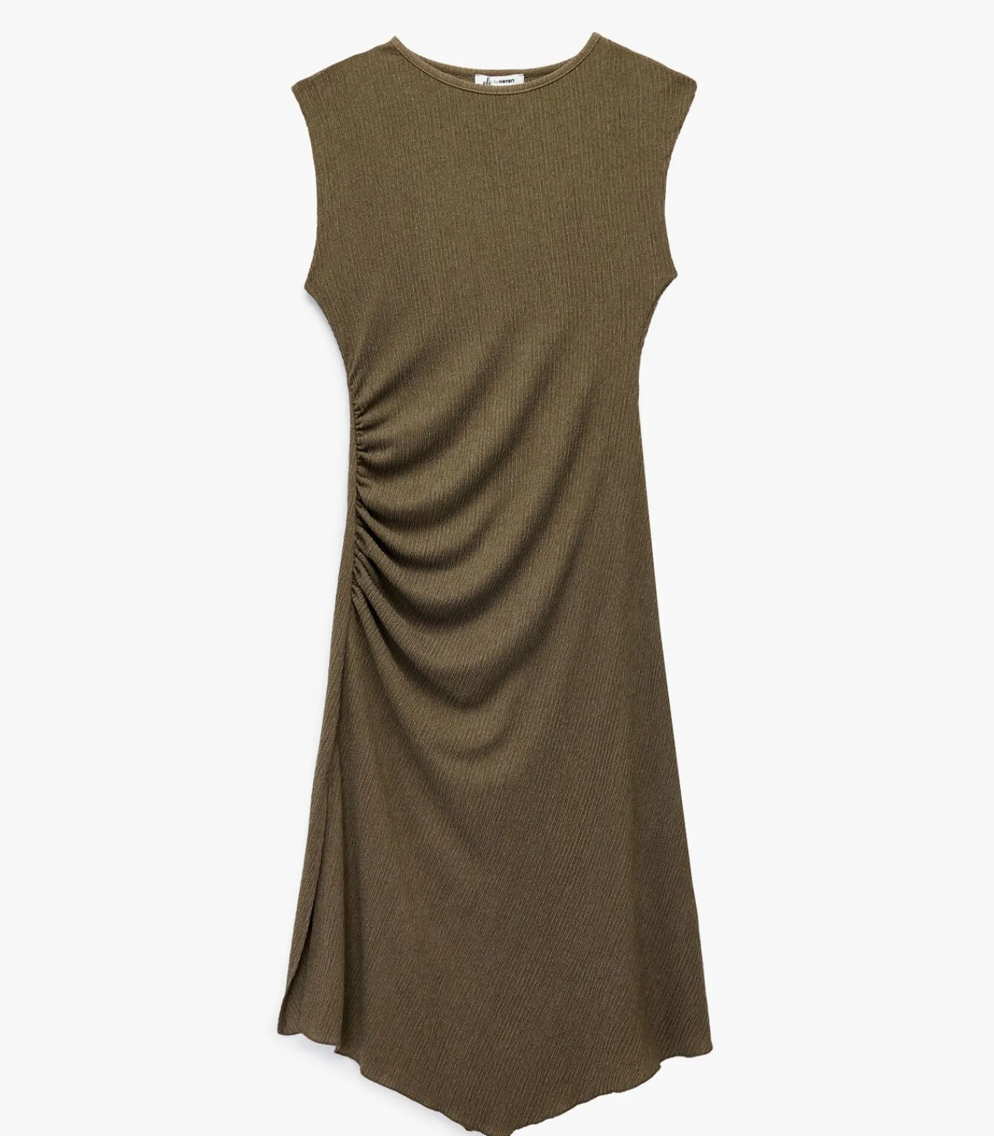 Koton Midi-jurk Asymmetrisch Mouwloos Plissé Groen khaki New