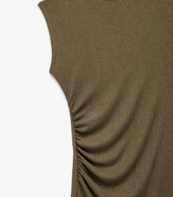 Koton Midi-jurk Asymmetrisch Mouwloos Plissé Groen khaki New