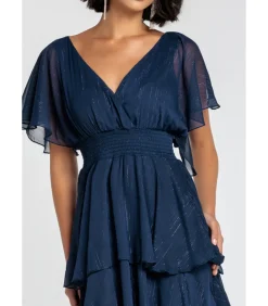 Goddiva Midi-jurk “Chiffon Layered Flutter Sleeve Midi Dress” darkBlue New