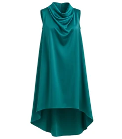 Goddiva Midi-jurk “Cowl Neck Back Wing Satin High Low Midi Dress” oliveGreen New