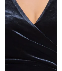 Goddiva Midi-jurk “Crochet Velvet Wrap Midi Dress” black Clearance