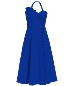 Goddiva Midi-jurk “Frilled Halter Neck Strap Midi Dress” blue New