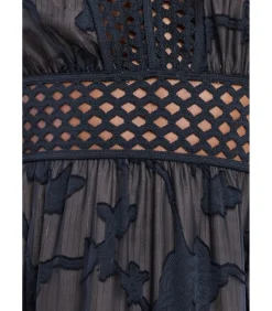 Goddiva Midi-jurk “Jacquard Lurex Burnout A Line Midi Dress” black Clearance