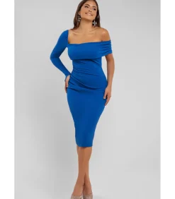 Goddiva Midi-jurk “One Shoulder Scuba Midi Dress” blue Outlet