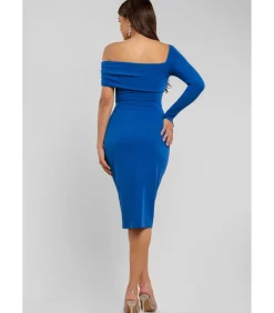 Goddiva Midi-jurk “One Shoulder Scuba Midi Dress” blue Outlet