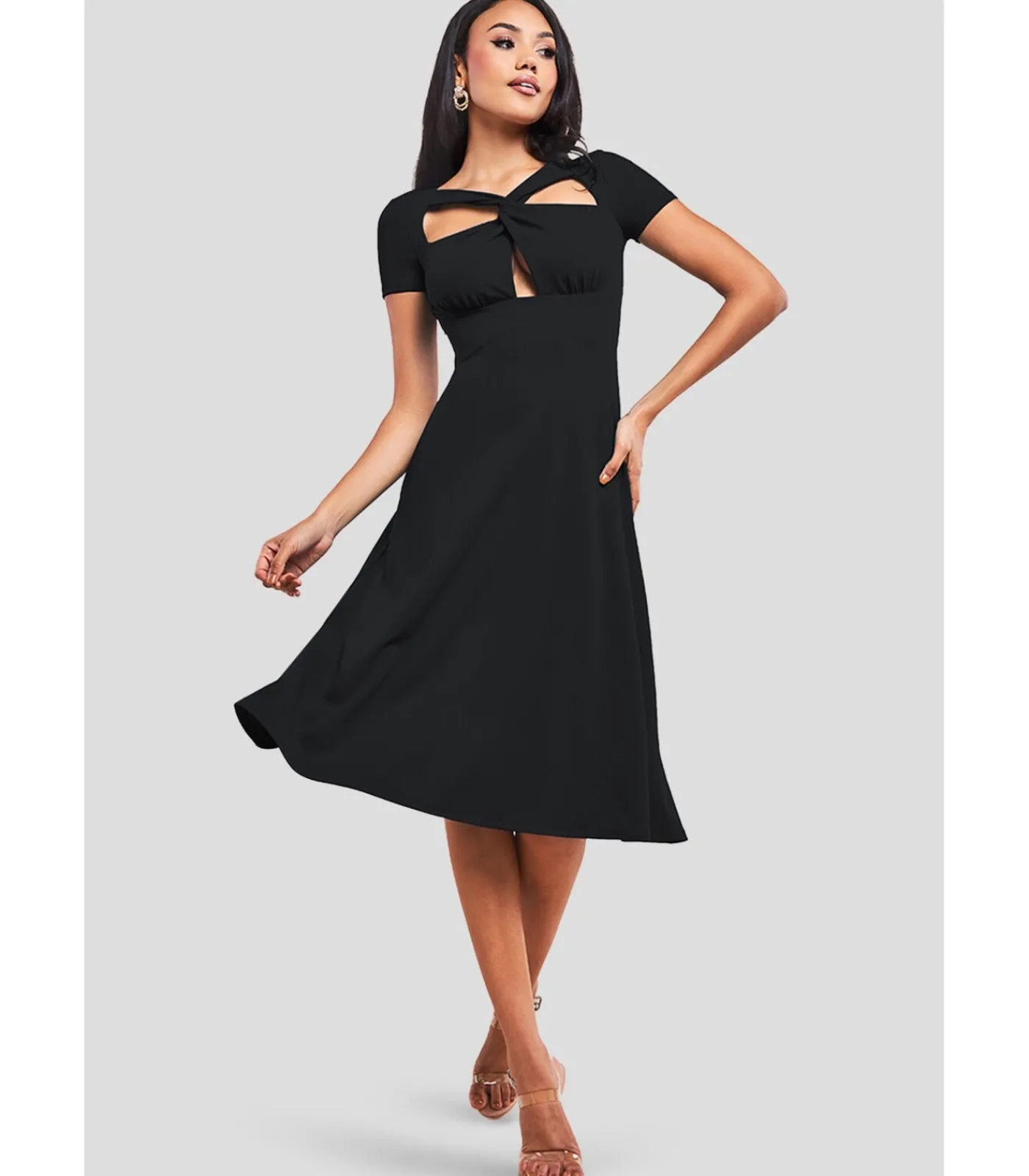 Goddiva Midi-jurk “Scuba Crepe Twist Cutout Midi Dress” black Best