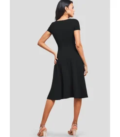 Goddiva Midi-jurk “Scuba Crepe Twist Cutout Midi Dress” black Best