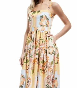 Koton Midi-jurk Vrouwen Bloemenprint Zomer yellow Outlet