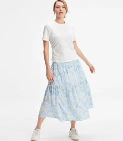 Smart & Joy Midi-rok met gelaagd paneel en bloemenprint lightBlue New