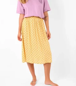 Oxbow Midi-vloeiende en bedrukte rok RAVINA ochreYellow Online