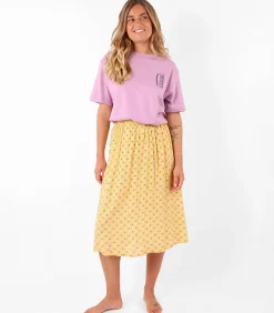 Oxbow Midi-vloeiende en bedrukte rok RAVINA ochreYellow Online
