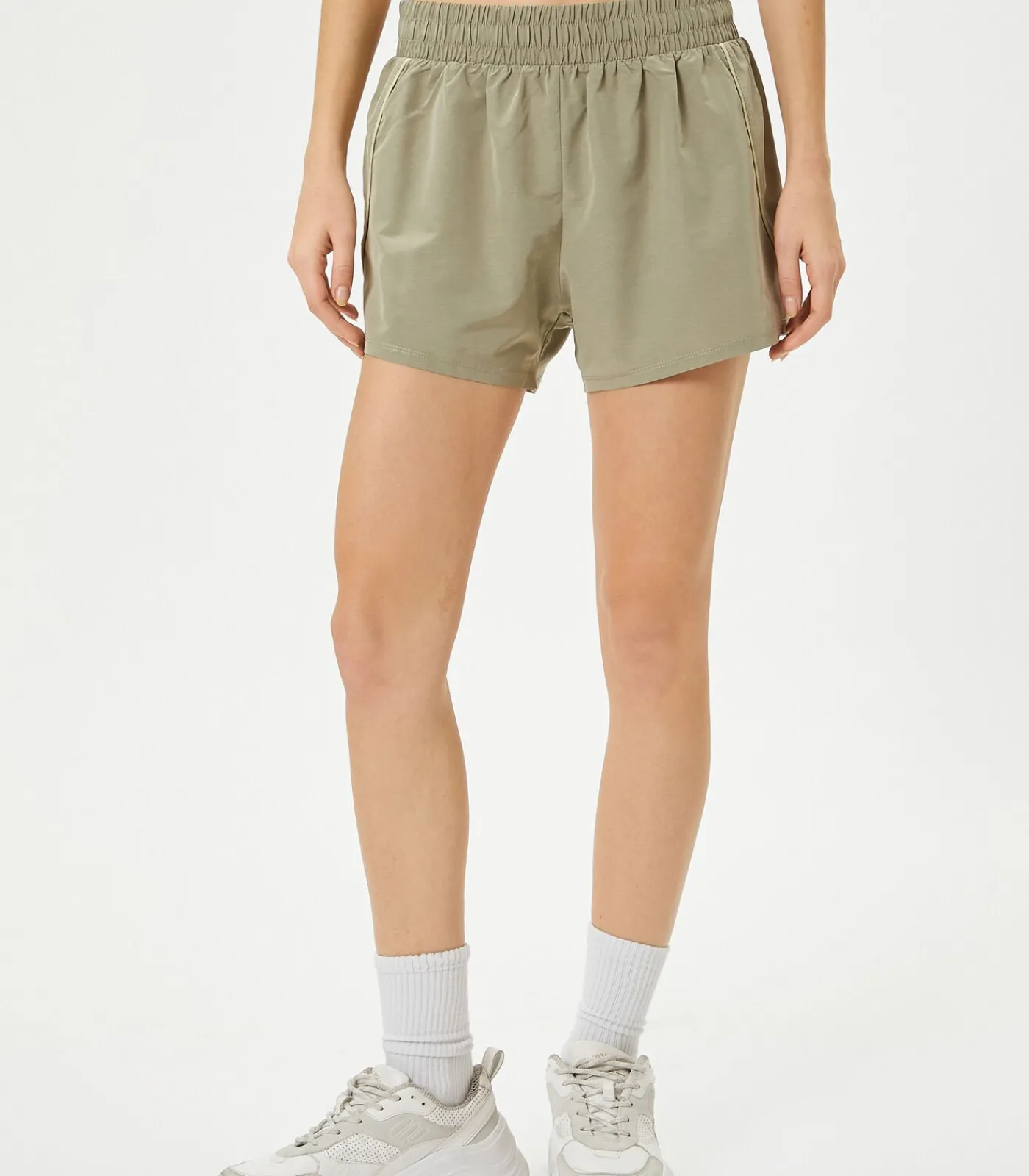 Koton Mini Hardloopshort Hoog en Biye Detail khaki Sale