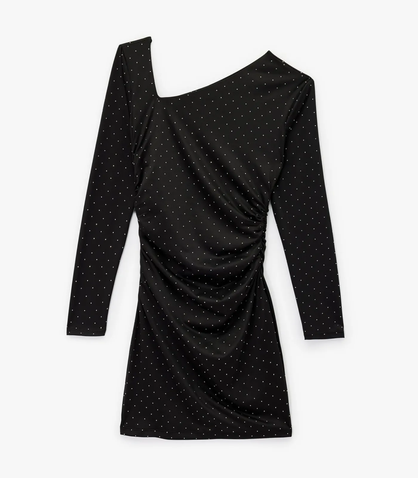 Koton Mini-jurk Asymmetrische Halslijn Lange Mouwen Strass black Hot