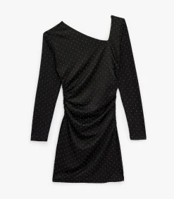Koton Mini-jurk Asymmetrische Halslijn Lange Mouwen Strass black Hot
