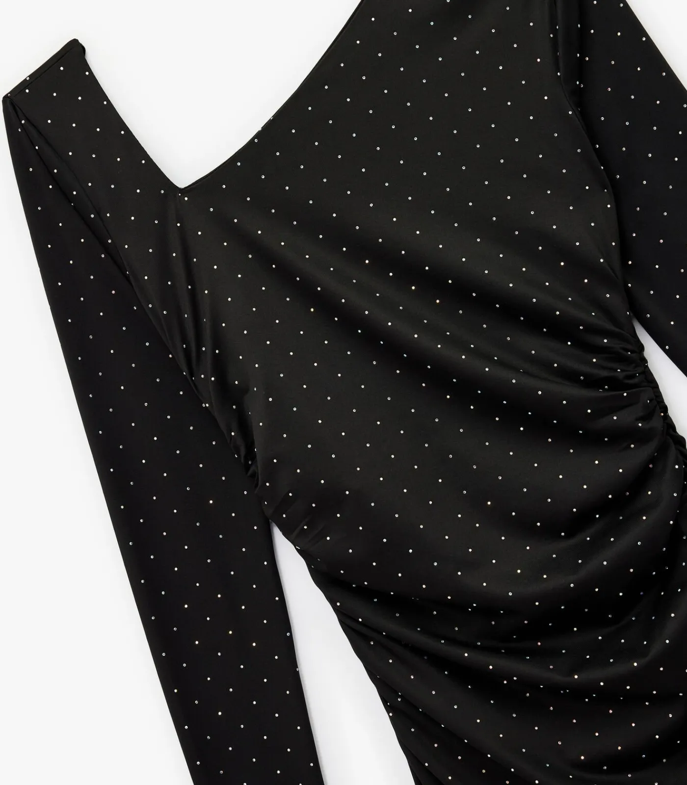 Koton Mini-jurk Asymmetrische Halslijn Lange Mouwen Strass black Hot
