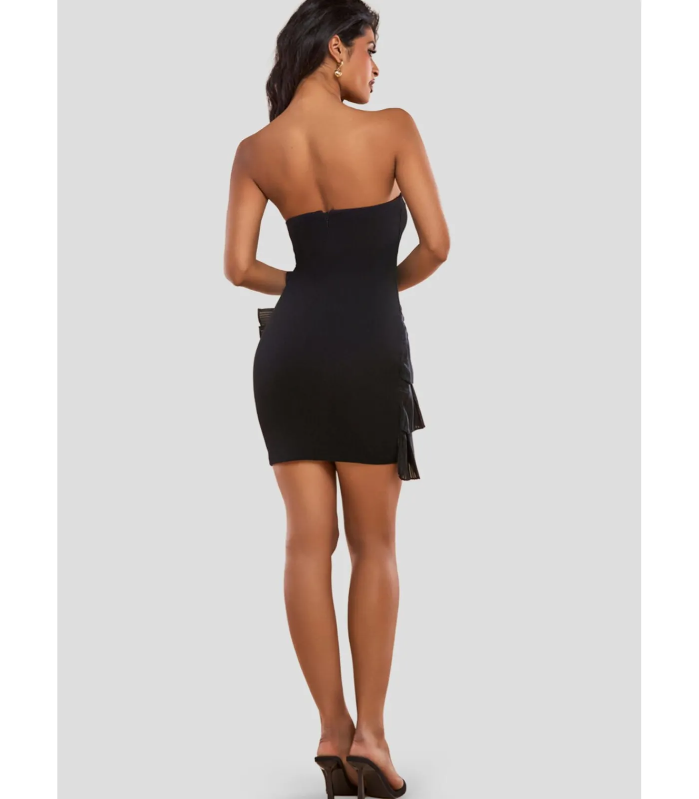 Goddiva Mini-jurk “Fan Pleated Boobtube Scuba Crepe Mini” black Online