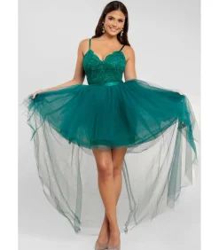 Goddiva Mini-jurk “High Low Tulle Mini With Lace Bodice” green Outlet