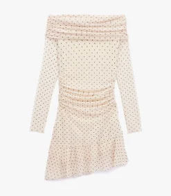 Koton Mini-jurk Met Lange Mouwen Polkadot Off-shoulder yellow Outlet