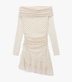 Koton Mini-jurk Met Lange Mouwen Polkadot Off-shoulder yellow Outlet