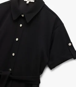 Koton Mini-jurk Polo Kraag Korte Mouwen Zwarte Knoopsluiting black Outlet