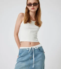 Koton Mini-lengte Denim Rok Indigo Discount