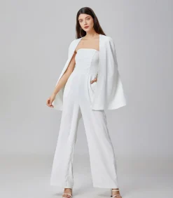 Smart & Joy Minimalistische bustier jumpsuit white Sale