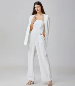 Smart & Joy Minimalistische bustier jumpsuit white Sale