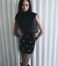 Koton Mini-rok Kunstleer Studs black Hot
