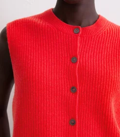 Marc O'Polo Mouwloos gebreid gilet slim red