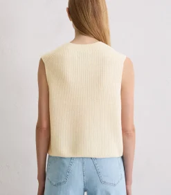 Marc O'Polo Mouwloos gebreid gilet slim beige Outlet