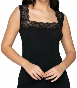 LUNA Mouwloos topje Micro Touch black Hot