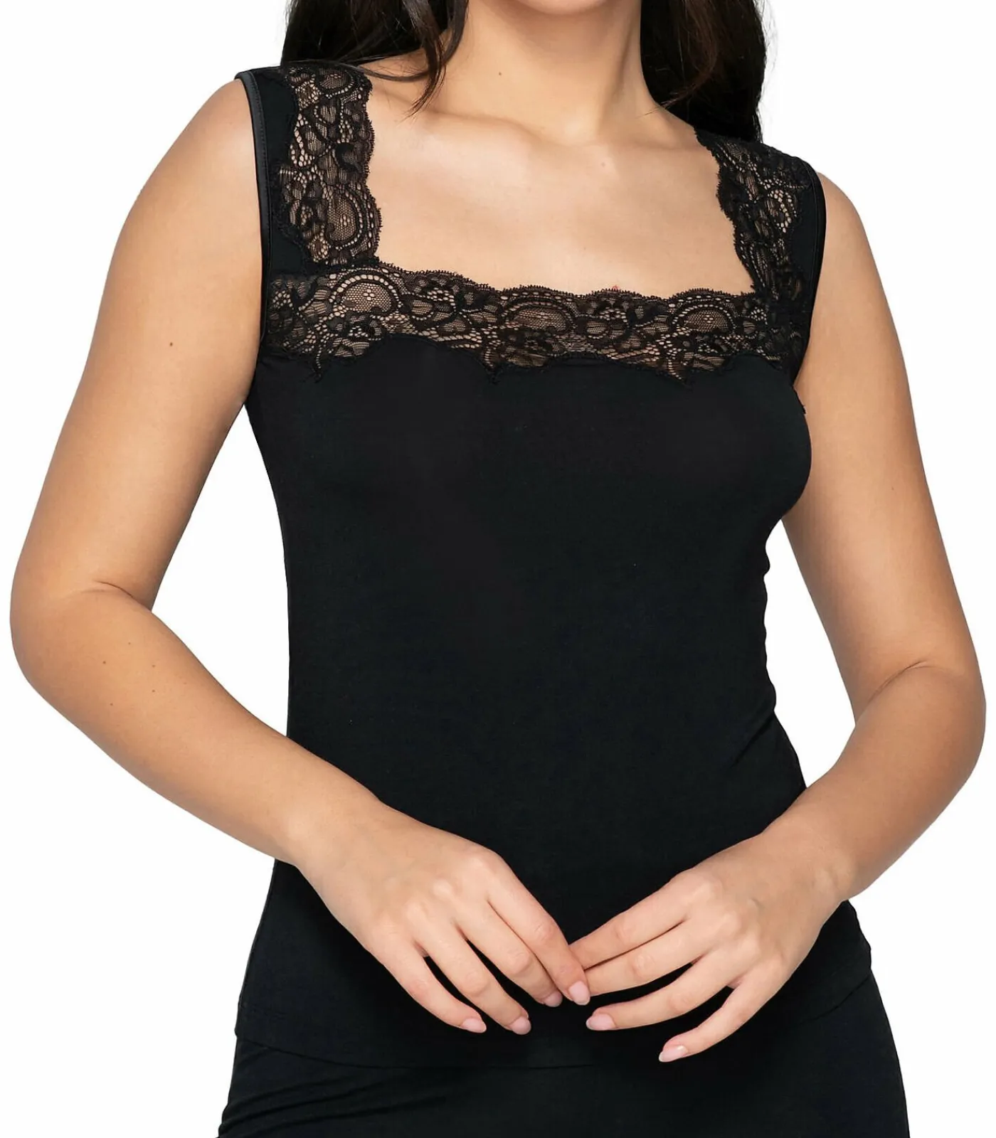 LUNA Mouwloos topje Micro Touch black Hot